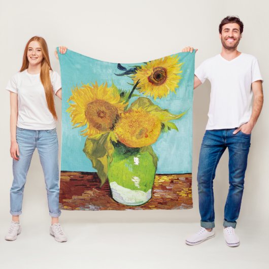 Couverture Polaire Sunflowers Vincent van Gogh (En situation)