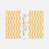 Couverture Polaire Sunny Yellow/ White Monogramme Nom Keepsaké Chevro (Devant (Horizontal))