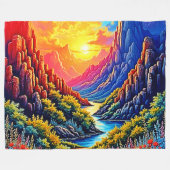 Couverture Polaire Sunset Canyon River Art (Devant (Horizontal))