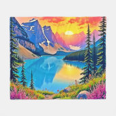 Couverture Polaire Sunset Mountain Lake Majesty Art (Devant (Horizontal))