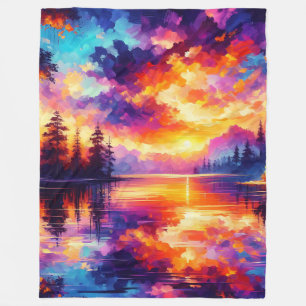Couverture Polaire "Sunset Reflections : Paysage du lac Serene"