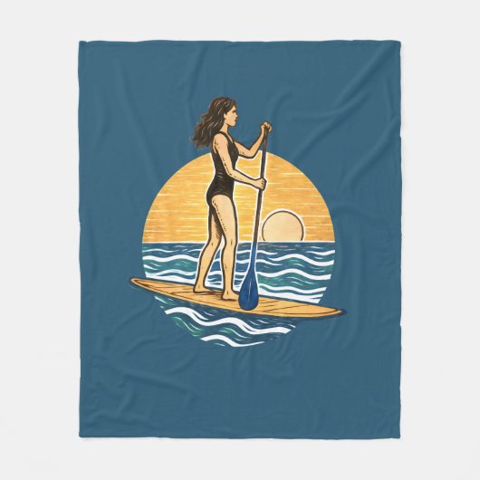 Couverture Polaire SUP Sunset Paddleboard | Blue Coastal Life Graphic (Devant)