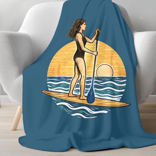 Couverture Polaire SUP Sunset Paddleboard | Blue Coastal Life Graphic
