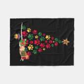 Couverture Polaire Super Cute Dog Paws Print Christmas Tree (Devant (Horizontal))