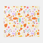 Couverture Polaire Super Hippie Trippie Retro Fleur Vibes funky (Devant (Horizontal))