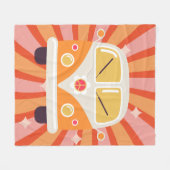 Couverture Polaire Super Hippie Van Pink & Orange 60s Retro (Devant (Horizontal))