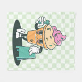 Couverture Polaire Super Ice Cream Cone 60s Retro Green À damiers (Devant (Horizontal))