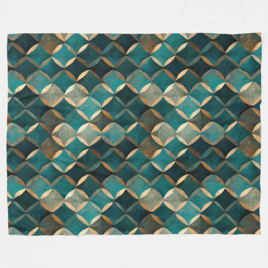Couverture Polaire Super Luxe Turquoise & Or (Devant (Horizontal))