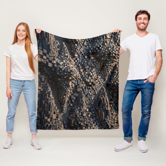 Couverture Polaire Super Micro Cube Mosaïque 3D Extrudée (En situation)