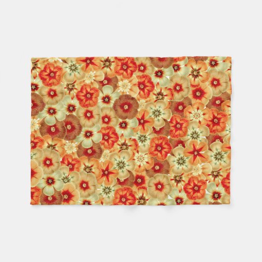 Couverture Polaire Super Retro Orange Hippie Fleurs Motif (Devant (Horizontal))