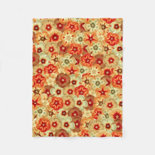 Couverture Polaire Super Retro Orange Hippie Fleurs Motif (Devant)