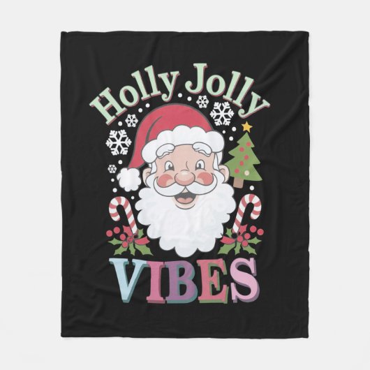 Couverture Polaire Super Santa Claus Holly Jolly Vibes Noël (Devant)