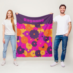 Couverture Polaire Super violet et rose hippie puissance