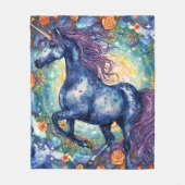 Couverture Polaire Superbe licorne Bleue (Devant)