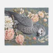 Couverture Polaire Superbe Perroquet Gray Africain Avec Élégantes Flo (Devant (Horizontal))