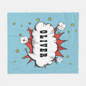 Couverture Polaire Superhero Comic Speech Cloud Nom du garçon (Devant (Horizontal))