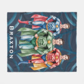 Couverture Polaire Superhero fête d'anniversaire pour les garçons cad (Devant (Horizontal))