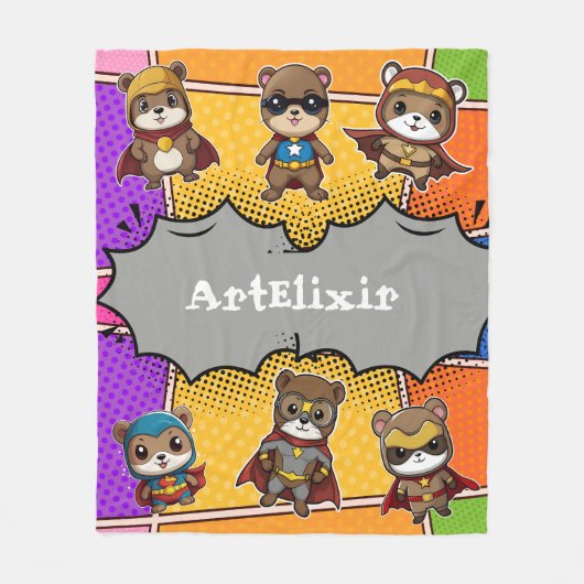 Couverture Polaire Superhéros Cute Kawaii Gopher Prints (Devant)