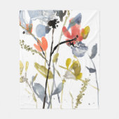 Couverture Polaire Superposition de fleurs - Aquarelle Fleurs et tige (Devant)