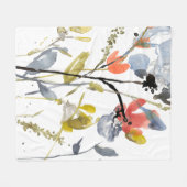 Couverture Polaire Superposition de fleurs - Aquarelle Fleurs et tige (Devant (Horizontal))