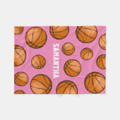 Couverture Polaire Supporteur de basket-ball Nom personnalisé Rose (Devant (Horizontal))