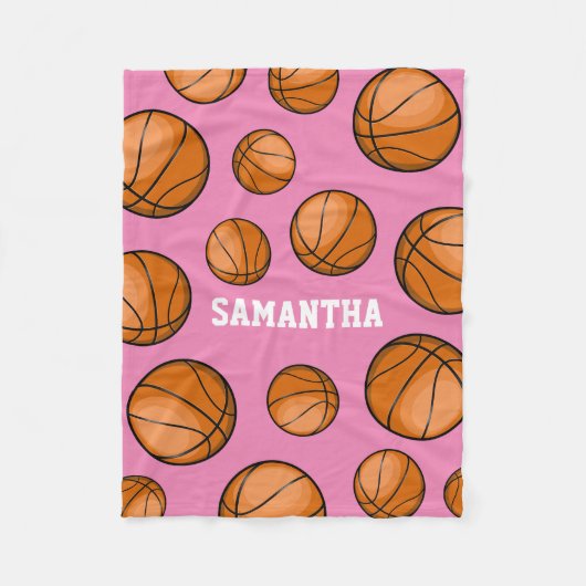 Couverture Polaire Supporteur de basket-ball Nom personnalisé Rose (Devant)