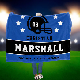 Couverture Polaire Sur mesure nom numéro de football bleu noir