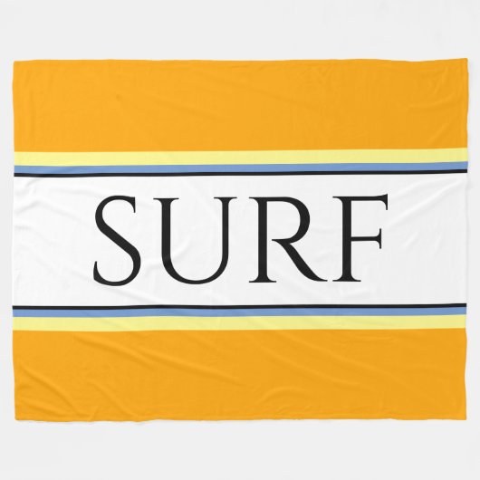Couverture Polaire SURF Amusant Jaune Doré Blanc Bleu Bleu Rayures de (Devant (Horizontal))