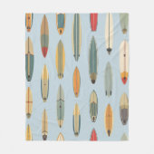 Couverture Polaire Surf Life - Retro Coastal Blue Surfboard Print (Devant)