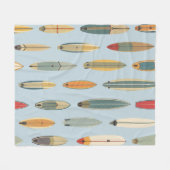 Couverture Polaire Surf Life - Retro Coastal Blue Surfboard Print (Devant (Horizontal))