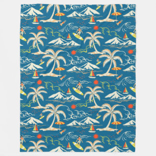 Couverture Polaire Surf tropical île motif à thème
