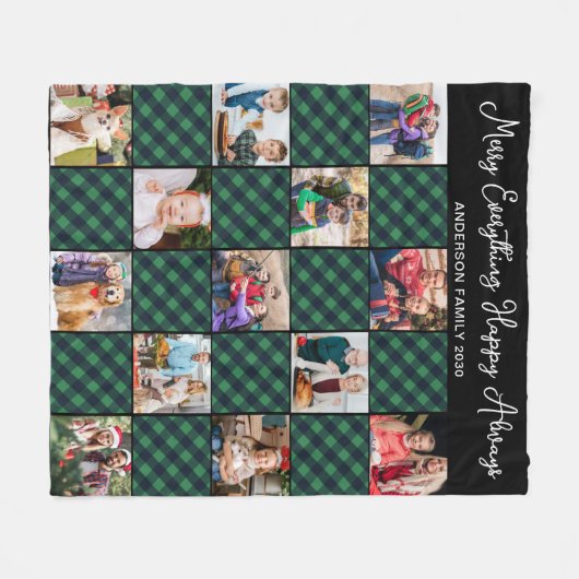 Couverture Polaire Surface Plaid Verte Personnalisée 13 Photo Collage (Devant (Horizontal))