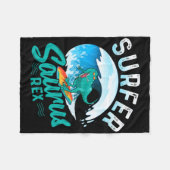 Couverture Polaire Surfeur Saurus Rex Dinosaure de Surf Dino Surfeur (Devant (Horizontal))
