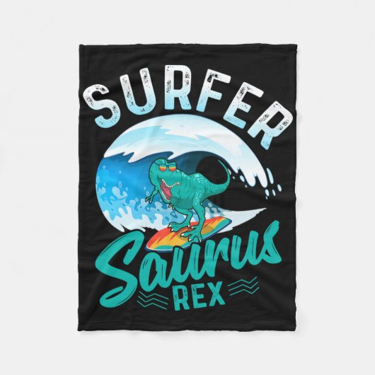 Couverture Polaire Surfeur Saurus Rex Dinosaure de Surf Dino Surfeur (Devant)