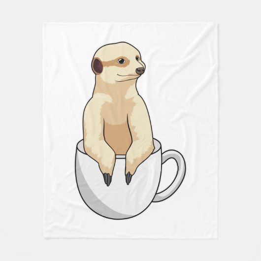 Couverture Polaire Suricate avec une tasse de café (Devant)