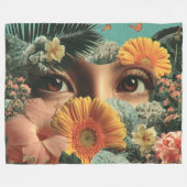 Couverture Polaire Surreal Eyes and Flowers with Butterflies (Devant (Horizontal))
