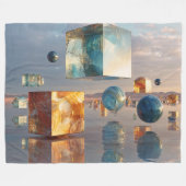 Couverture Polaire Surreal Floating Cubes And Spheres (Devant (Horizontal))