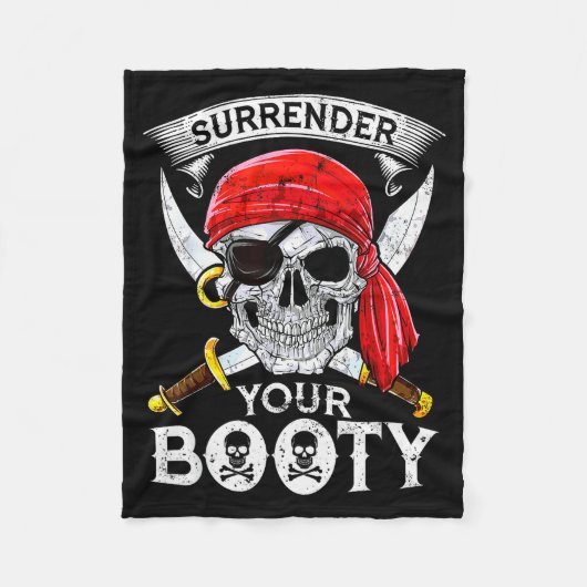 Couverture Polaire Surrender Your Booty Rate Skull Funny Jolly Roger  (Devant)