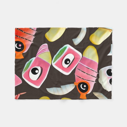 Couverture Polaire Sushi drôle (Devant (Horizontal))