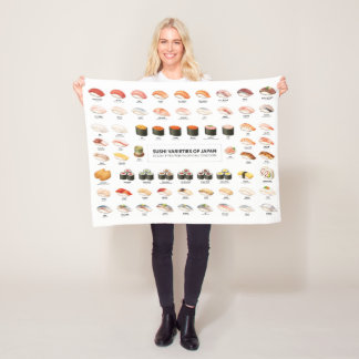 Couverture Polaire Sushi Guide Blanket – Japanese Food Chart Throw