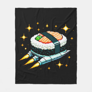 Couverture Polaire Sushi Spacship Pixel Art Flying Sushi Roll Design