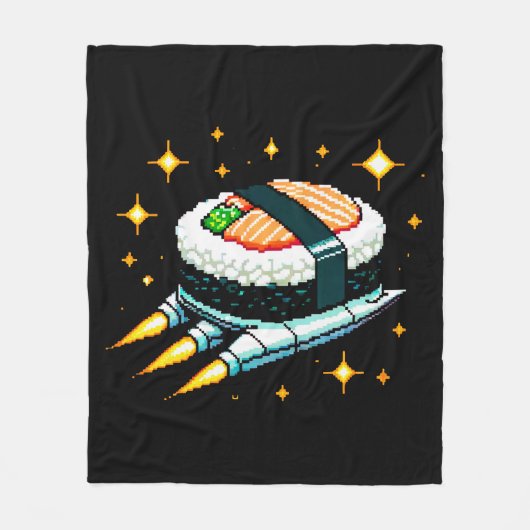 Couverture Polaire Sushi Spacship Pixel Art Flying Sushi Roll Design (Devant)