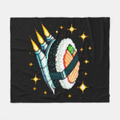 Couverture Polaire Sushi Spacship Pixel Art Flying Sushi Roll Design (Devant (Horizontal))