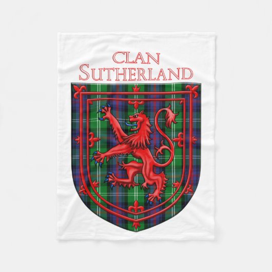 Couverture Polaire Sutherland Tartan Scottish Plaid Lion Rampant (Devant)