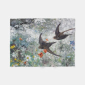 Couverture Polaire Swallow and Flower Field, Bruno Liljefors (Devant (Horizontal))