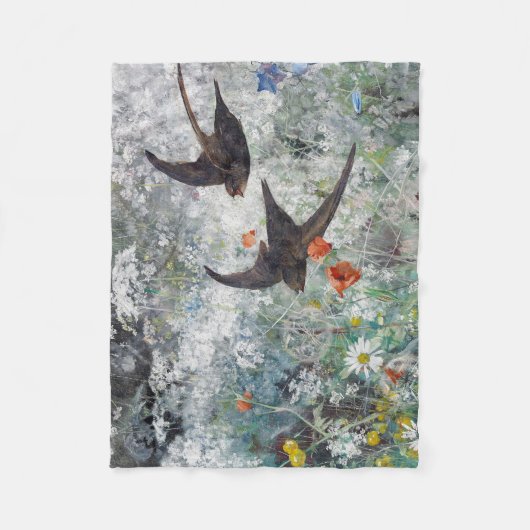 Couverture Polaire Swallow and Flower Field, Bruno Liljefors (Devant)