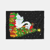 Couverture Polaire Swan Bird Xmas Holiday Santa Swan Christmas Tree (Devant (Horizontal))