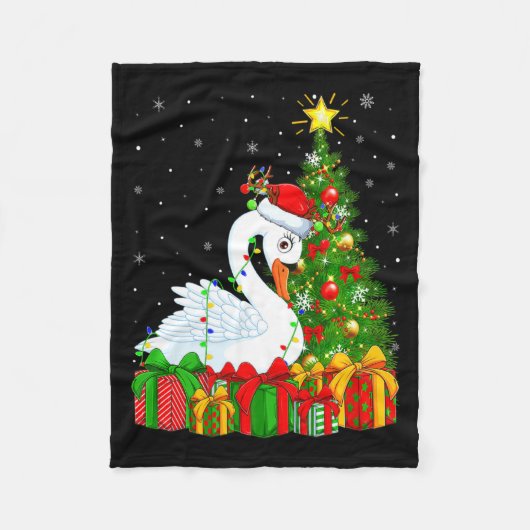 Couverture Polaire Swan Bird Xmas Holiday Santa Swan Christmas Tree (Devant)