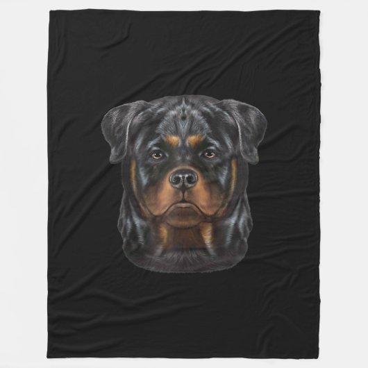 Couverture Polaire Sweat - shirt à capuche Zip Face Chien Rottweiler (Devant)