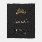 Couverture Polaire Sweet 16 noir tiara nom de couronne (Devant)